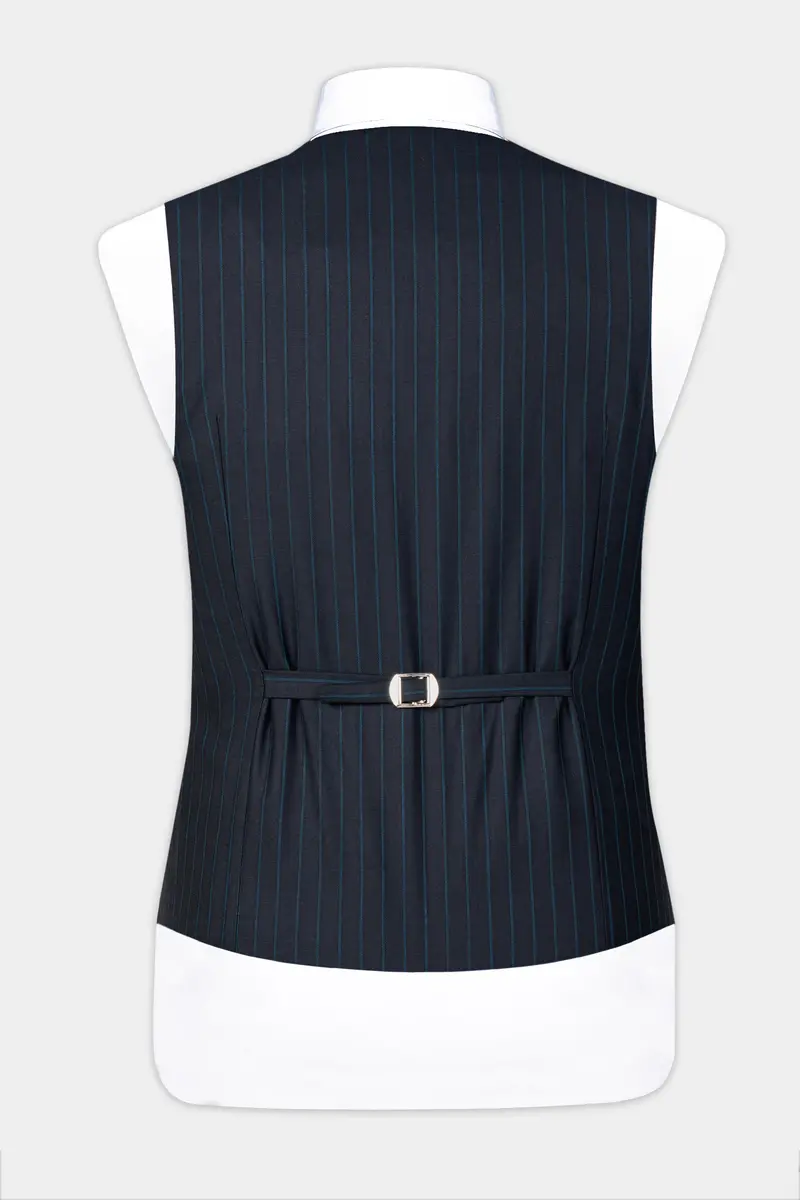 Firefly Blue Striped Wool Rich Waistcoat 6