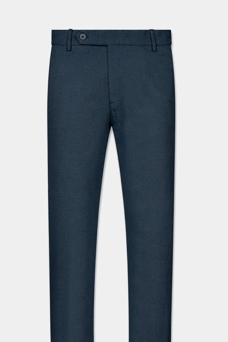 Firefly Blue Textured Premium Cotton Chinos Pant 2