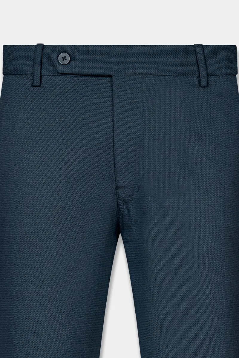 Firefly Blue Textured Premium Cotton Chinos Pant 5