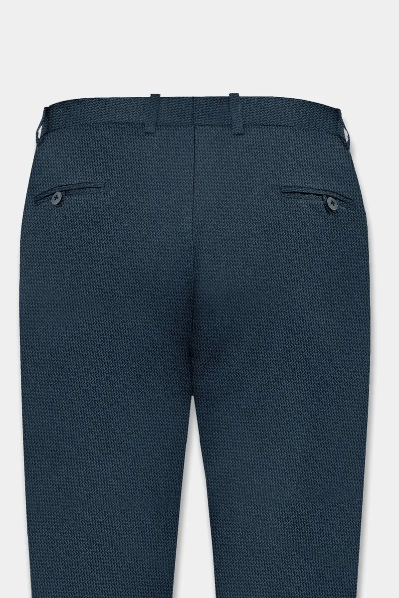 Firefly Blue Textured Premium Cotton Chinos Pant 6