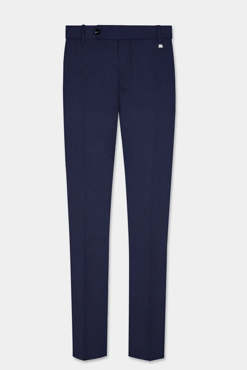 Firefly Blue Textured Wool Blend Single Breasted Suit 13