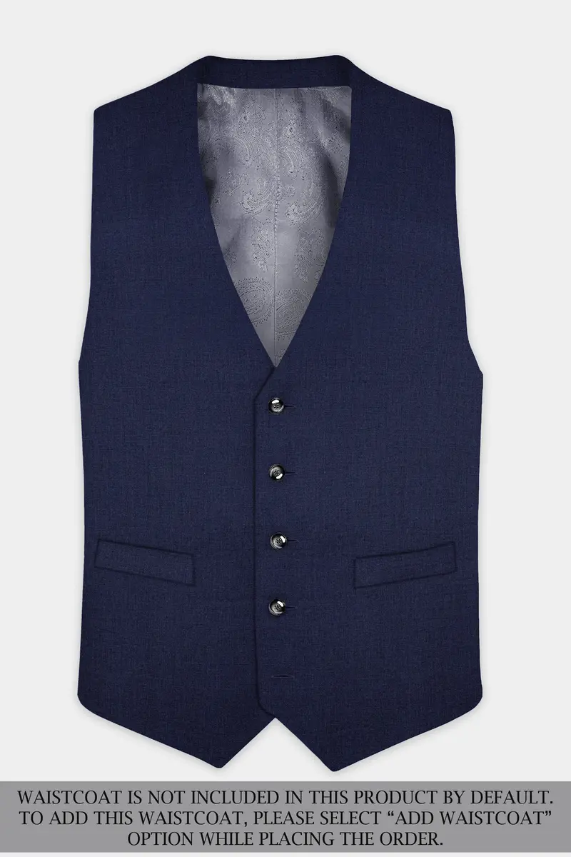 Firefly Blue Textured Wool Blend Single Breasted Suit 16