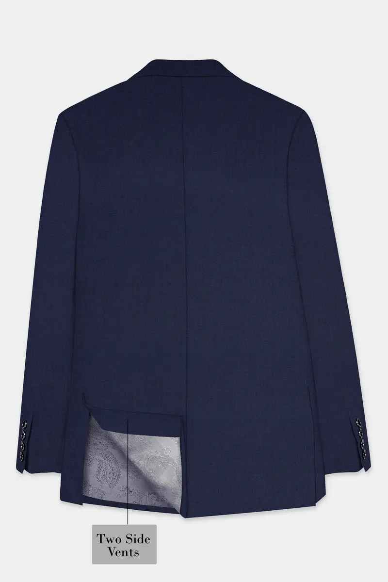 Firefly Blue Textured Wool Blend Single Breasted Suit 9