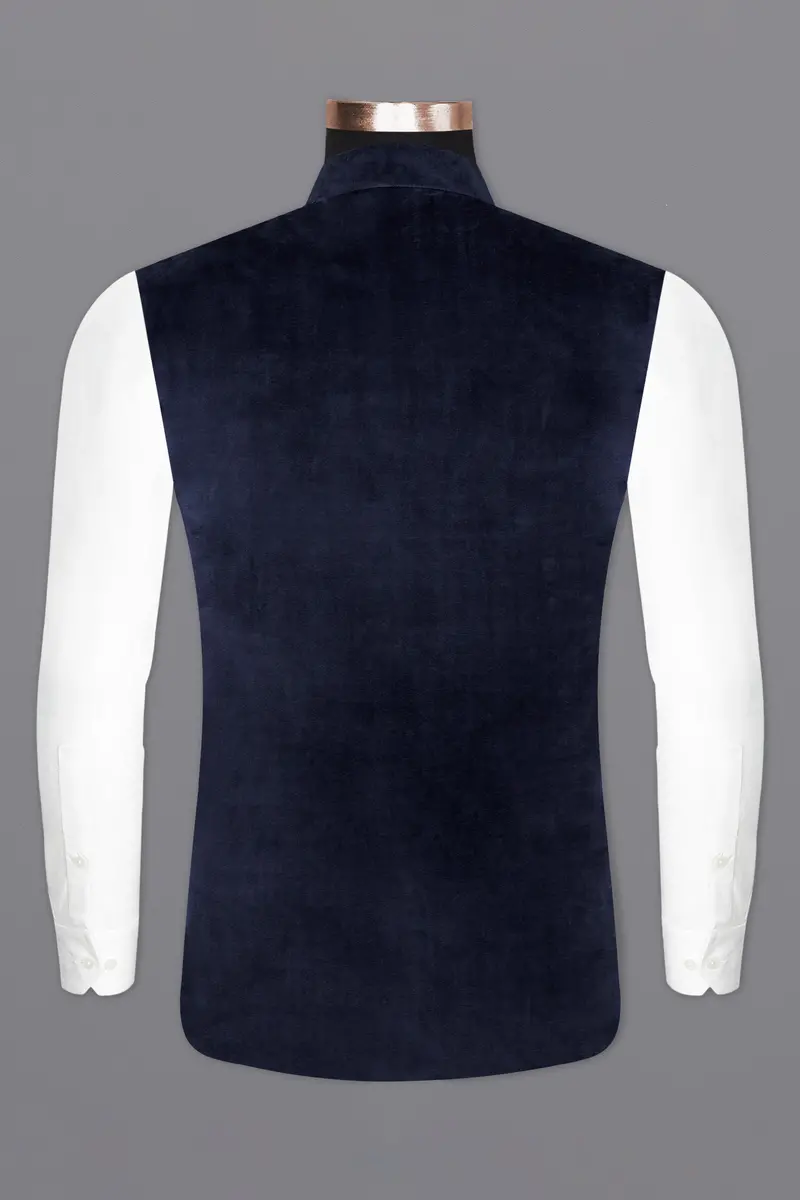 Firefly Blue Velvet Designer Nehru Jacket 6