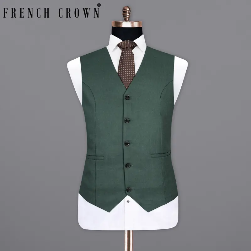 Firefly Green Wool Rich Waistcoat 1