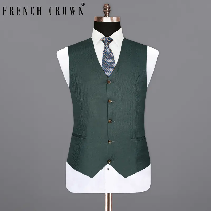 Firefly Green Wool Rich Waistcoat 1