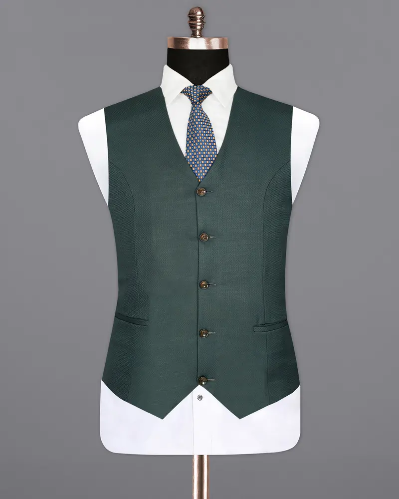 Firefly Green Wool Rich Waistcoat 2