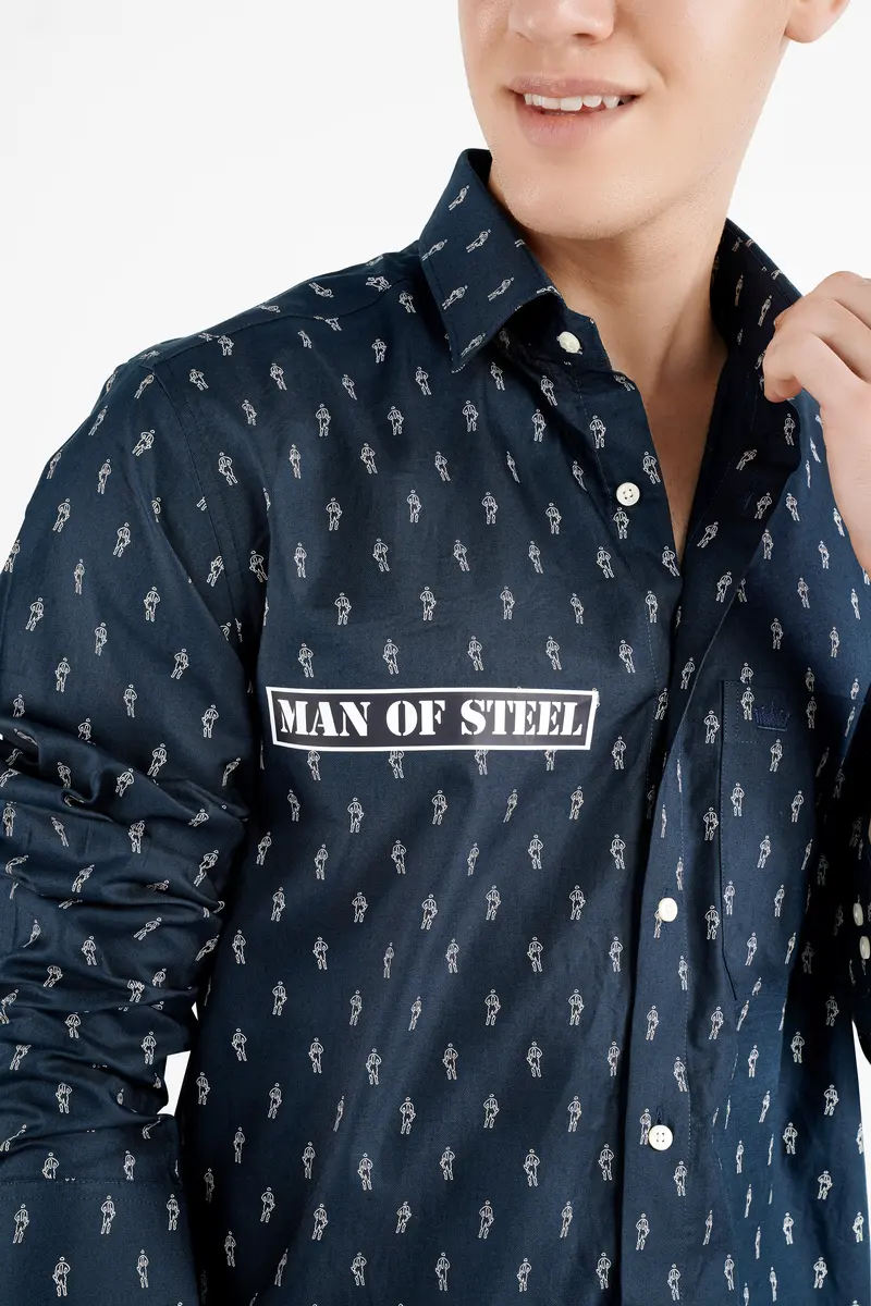 Firefly Port Blue Printed Royal Oxford Designer Shirt 2