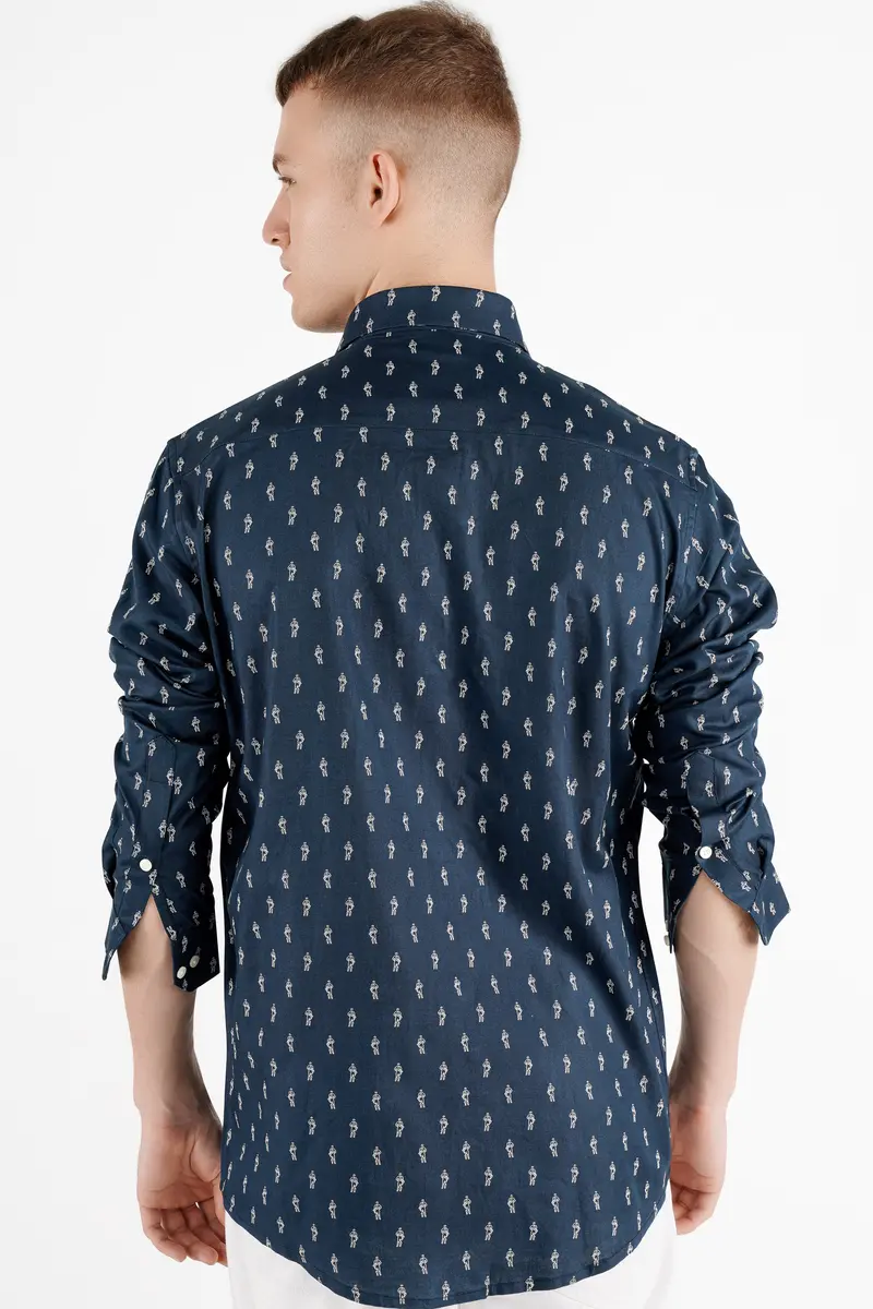 Firefly Port Blue Printed Royal Oxford Designer Shirt 9