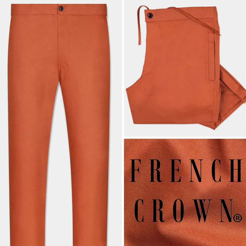 Flame Pea Orange Oxford Cotton Lounge Pant 1