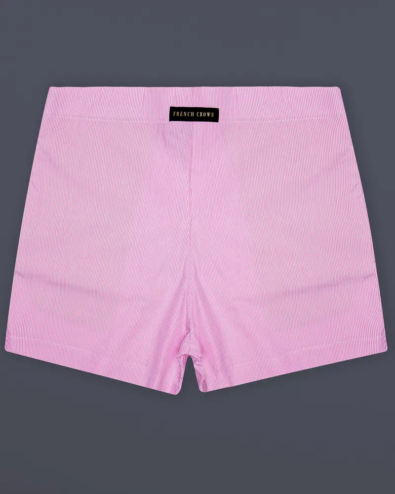 Flamingo-Melanie Pink Striped Poplin Premium Cotton Boxer 1