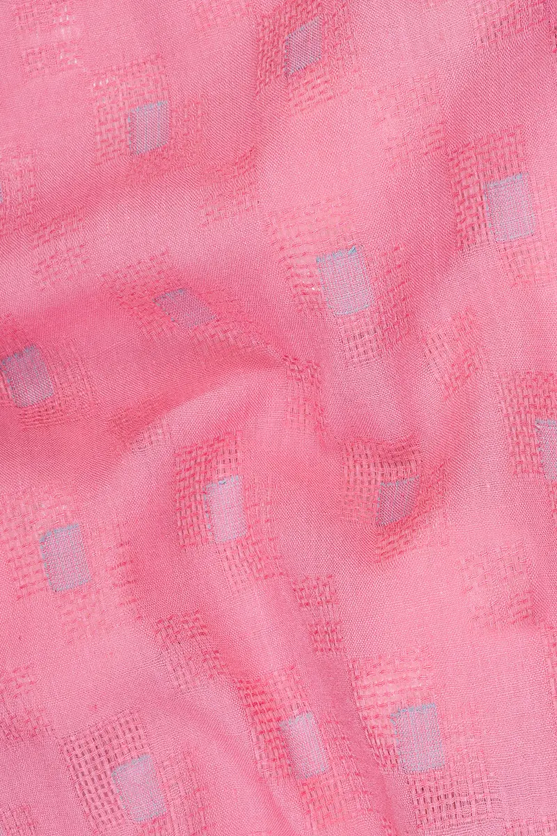 Flamingo Pink Geometric Dobby Textured Premium Giza Cotton Kurta Set 3