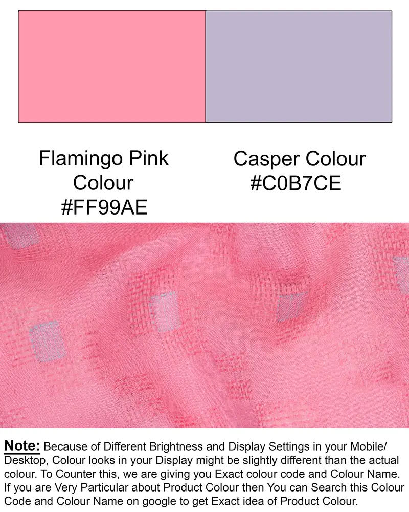 Flamingo Pink Geometric Dobby Textured Premium Giza Cotton Kurta Set 8