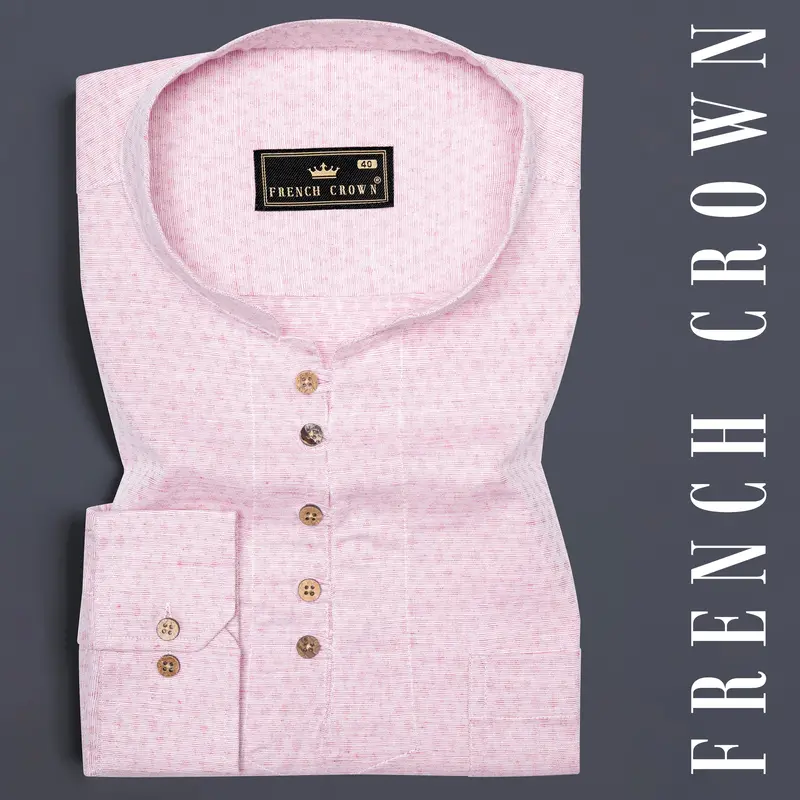 Flare Pink Dobby Textured Premium Giza Cotton Kurta Shirt 1