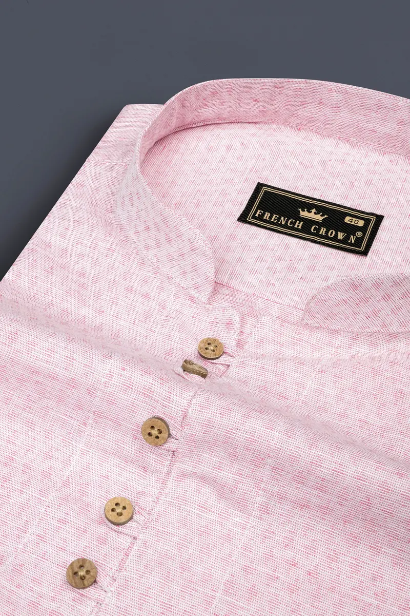 Flare Pink Dobby Textured Premium Giza Cotton Kurta Shirt 4