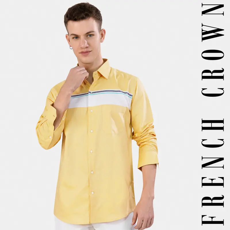 Flax Yellow With Bright White Royal Oxford Shirt 1