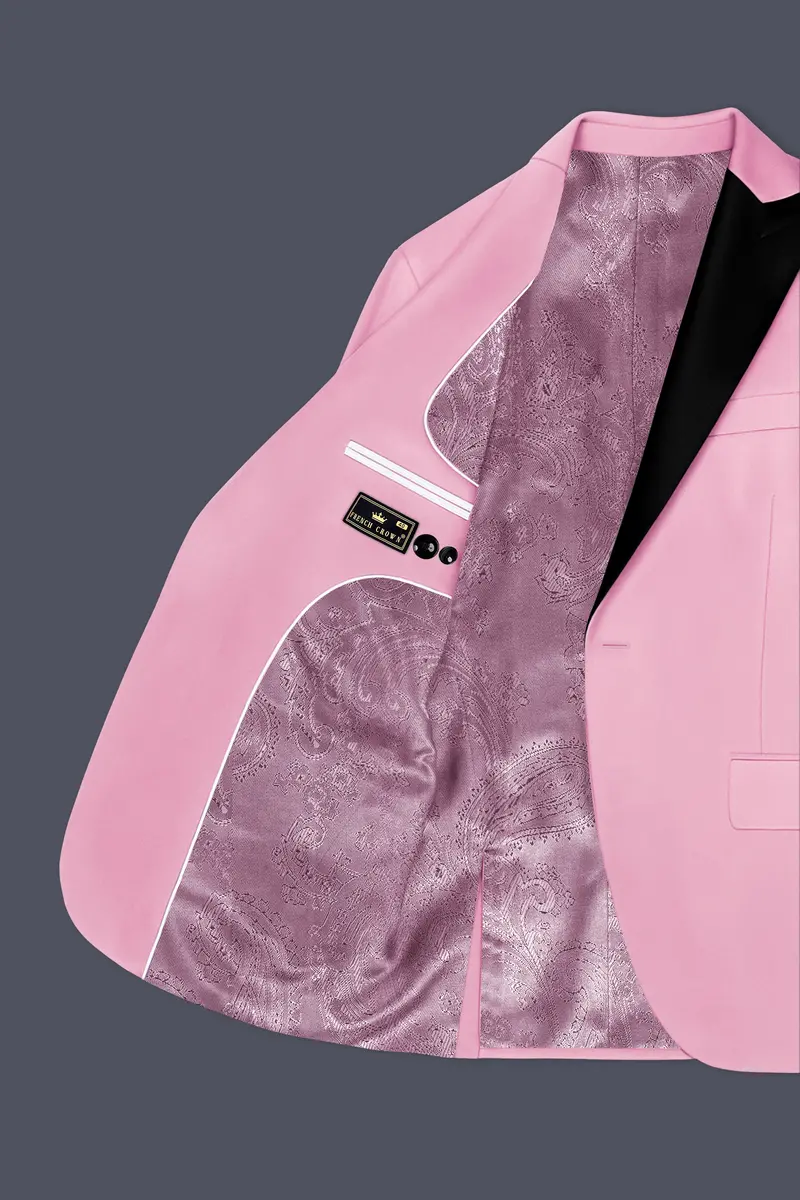 Fleurvel-Azalea Pink Velvet Peak Lapel Tuxedo Suit 6
