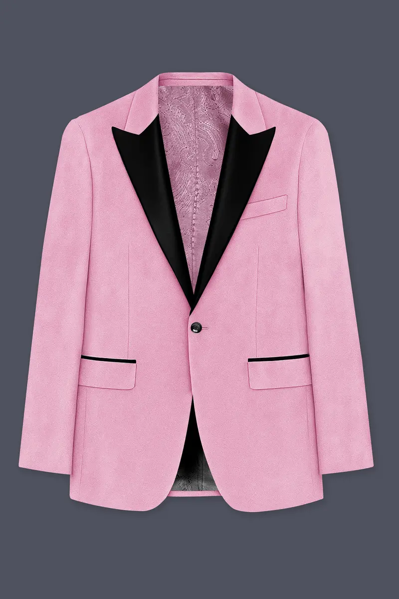 Fleurvel-Azalea Pink Velvet Peak Lapel Tuxedo Suit 8