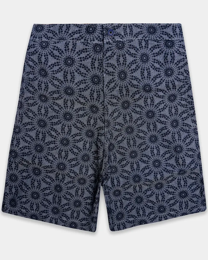 Flint-Trout Gray Printed Premium Cotton Denim Shorts 1
