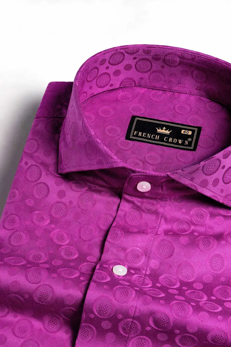 Flirt Pink Jacquard Textured Premium Giza Cotton Shirt 1