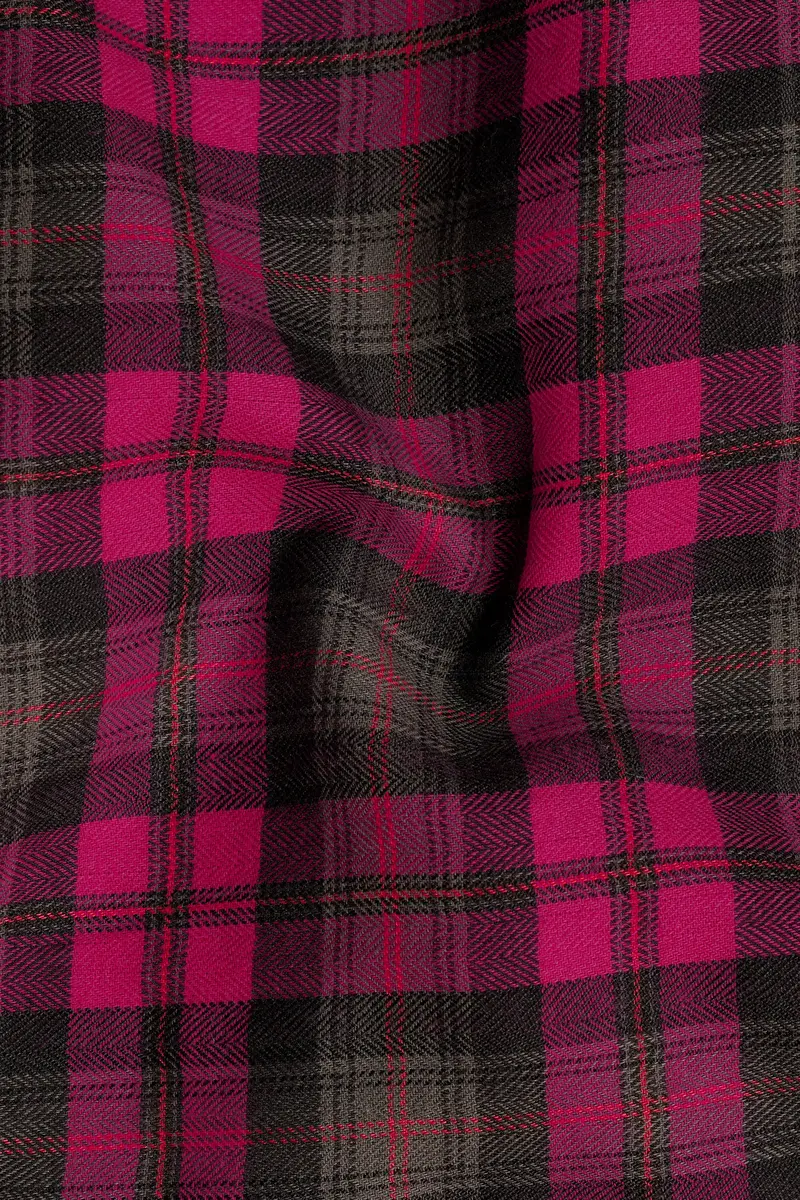 Flirt Pink With Birch Brown Plaid Herringbone Shirt 2
