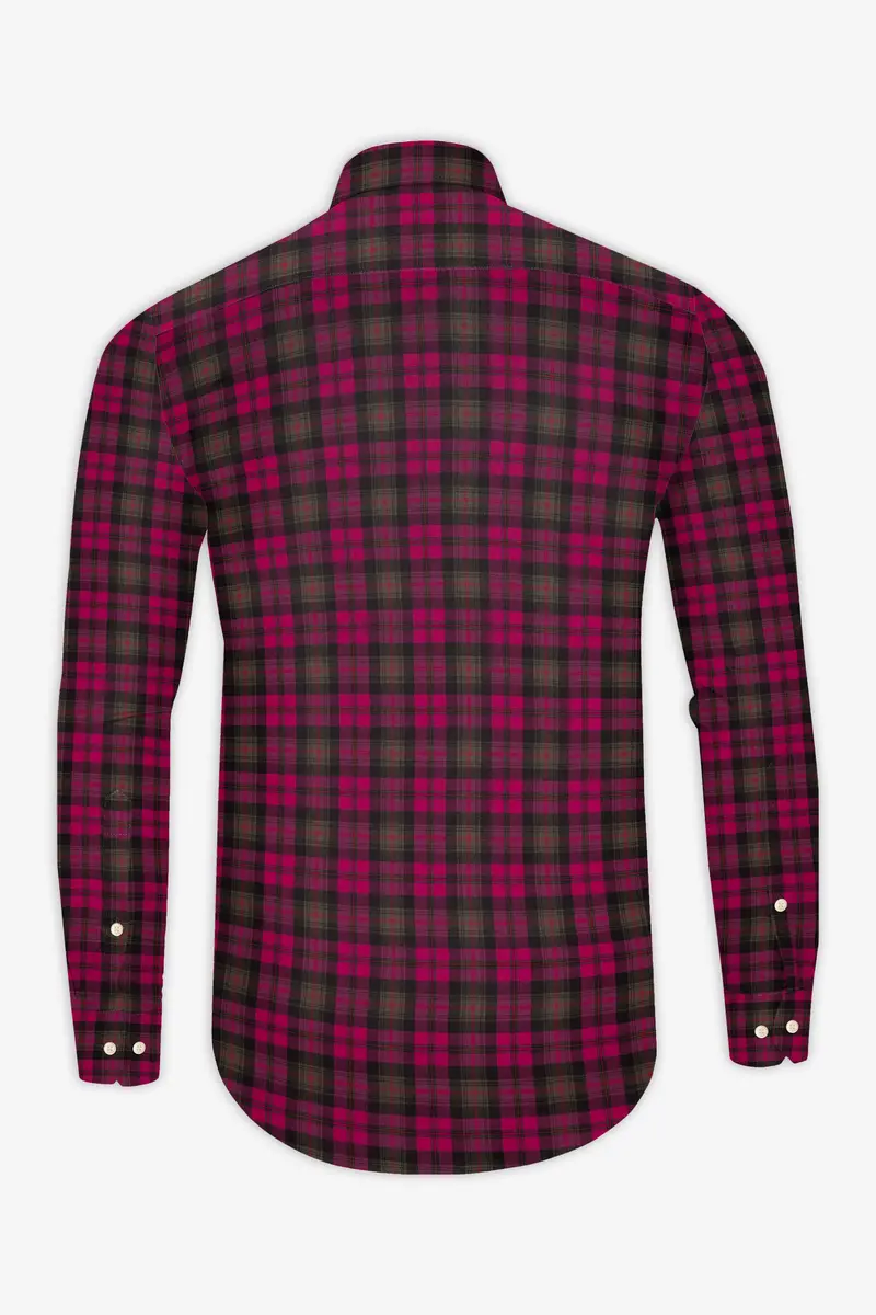 Flirt Pink With Birch Brown Plaid Herringbone Shirt 5