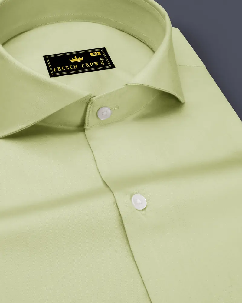 Florvoro-Thistle Green Subtle Sheen Super Soft Premium Cotton Cut Away Collar Dress Shirt 1