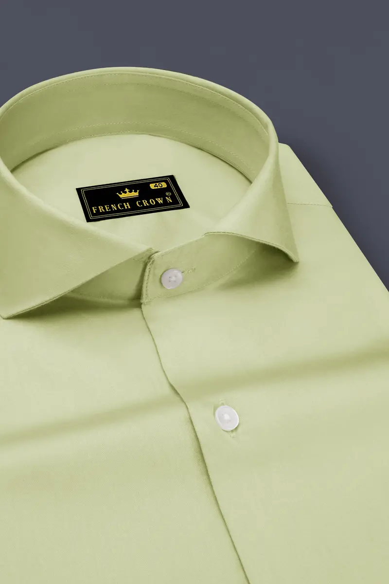Florvoro-Thistle Green Subtle Sheen Super Soft Premium Cotton Cut Away Collar Dress Shirt 2