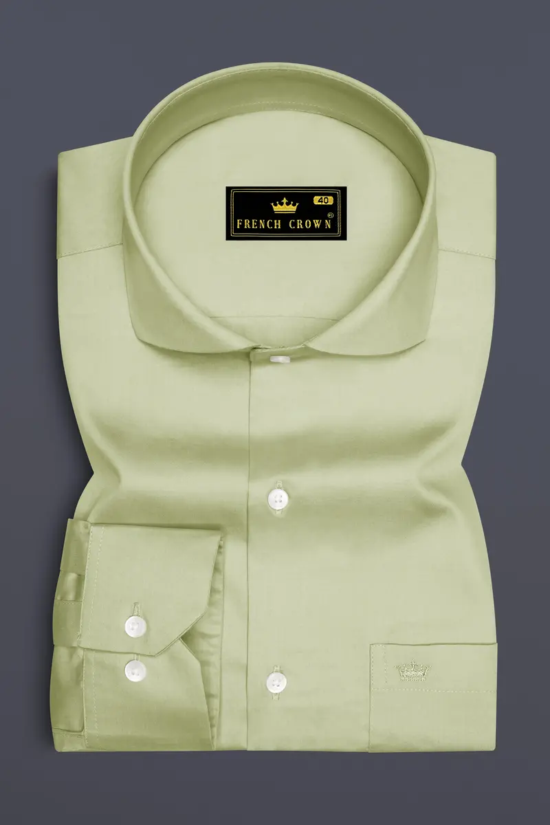 Florvoro-Thistle Green Subtle Sheen Super Soft Premium Cotton Cut Away Collar Dress Shirt 4