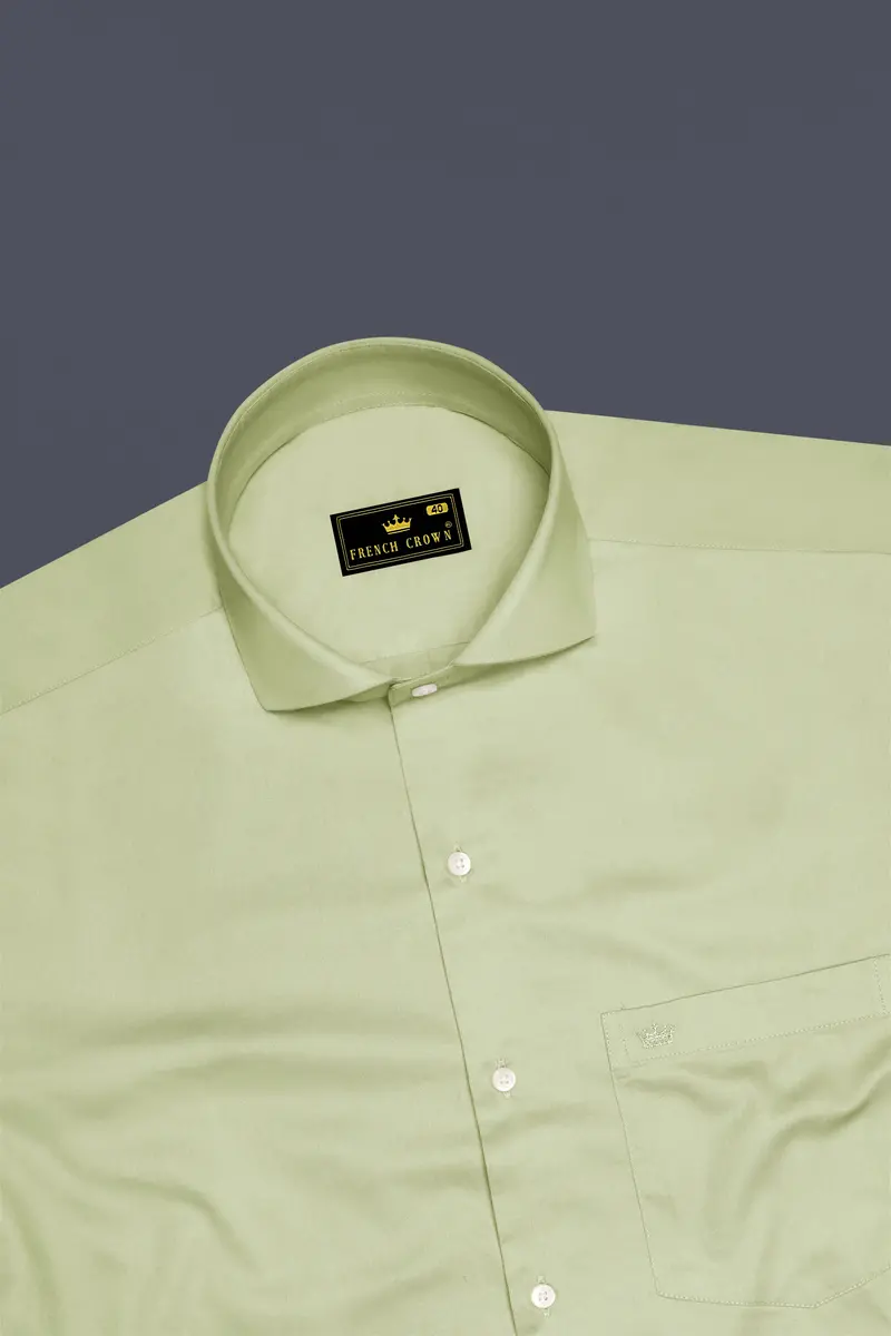 Florvoro-Thistle Green Subtle Sheen Super Soft Premium Cotton Cut Away Collar Dress Shirt 5