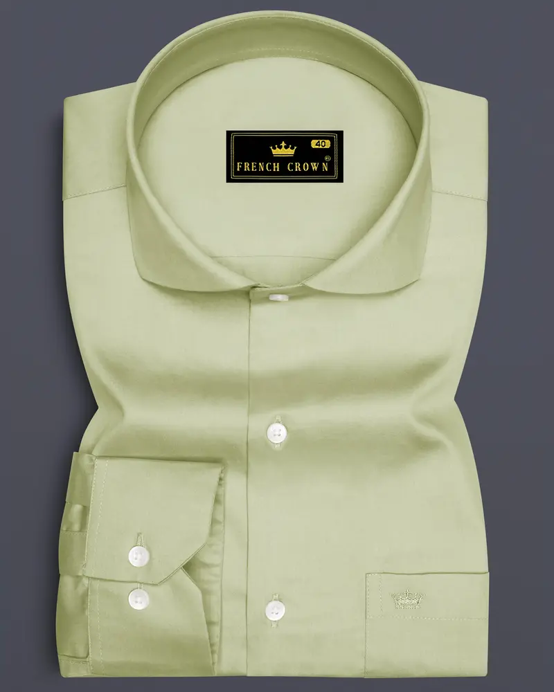 Florvoro-Thistle Green Subtle Sheen Super Soft Premium Cotton Cut Away Collar Dress Shirt 6