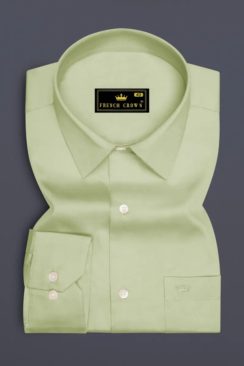 Florvoro-Thistle Green Subtle Sheen Super Soft Premium Cotton Dress Shirt 4