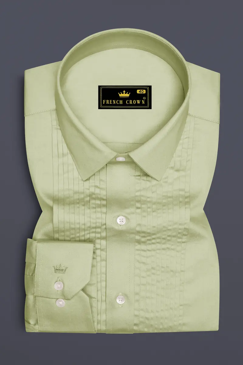 Florvoro-Thistle Green Subtle Sheen Super Soft Premium Cotton Tuxedo Dress Shirt 2