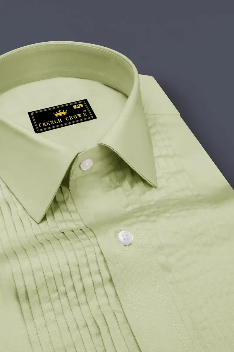 Florvoro-Thistle Green Subtle Sheen Super Soft Premium Cotton Tuxedo Dress Shirt 4