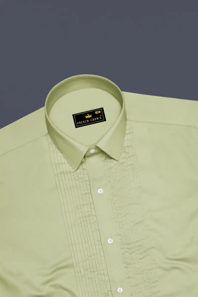 Florvoro-Thistle Green Subtle Sheen Super Soft Premium Cotton Tuxedo Dress Shirt 5