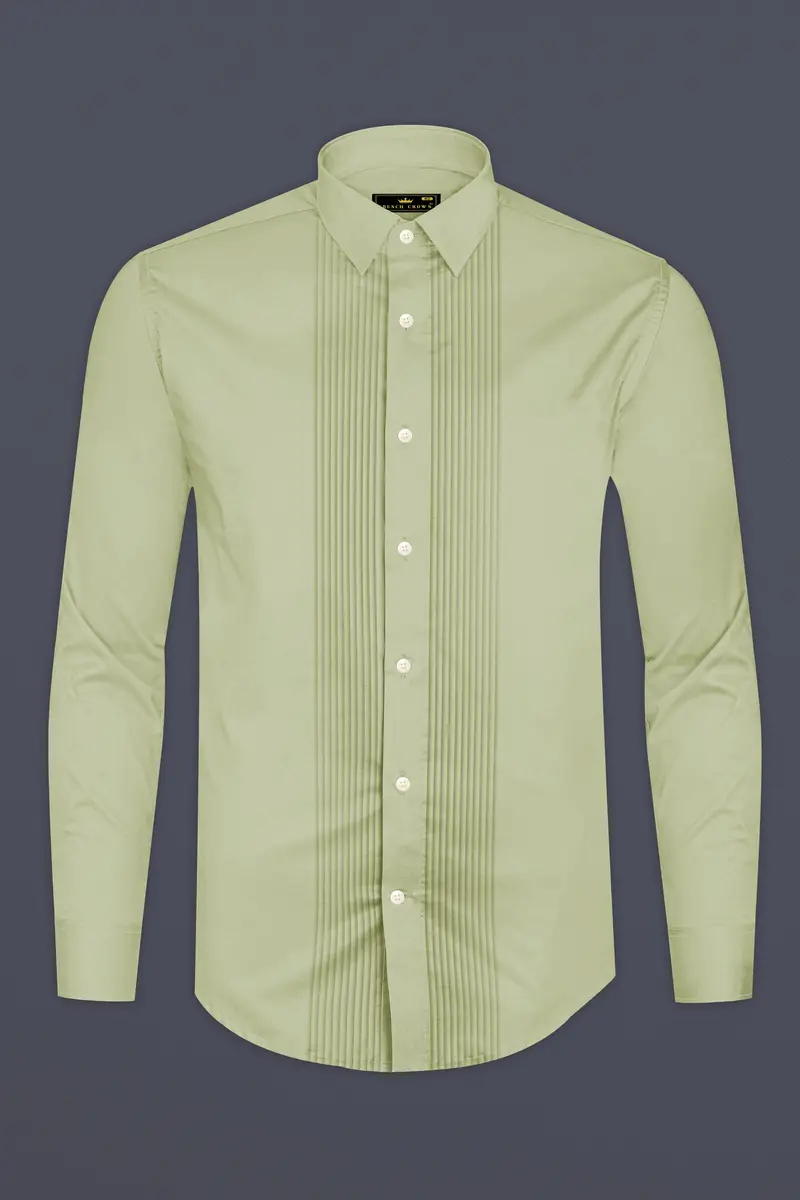 Florvoro-Thistle Green Subtle Sheen Super Soft Premium Cotton Tuxedo Dress Shirt 6