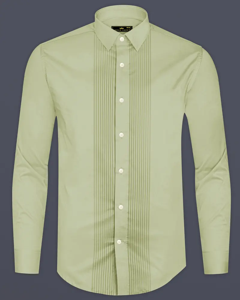 Florvoro-Thistle Green Subtle Sheen Super Soft Premium Cotton Tuxedo Dress Shirt 8