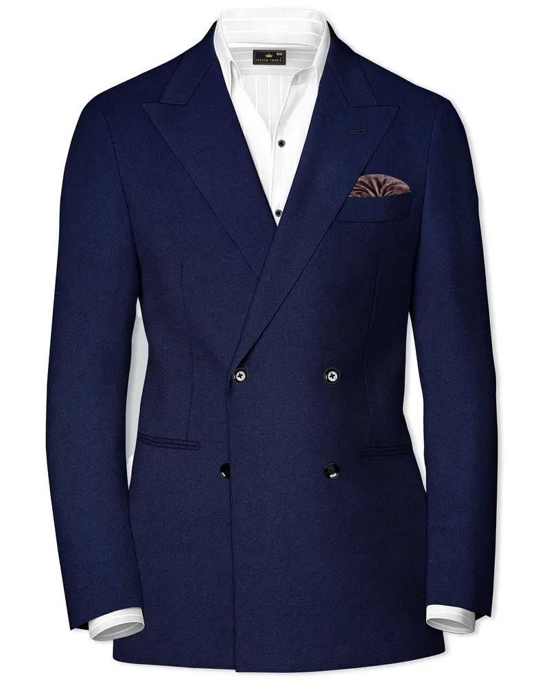 Flyvire-Firefly Blue Wool Rich Double Breasted Stretchable Traveler Blazer 1