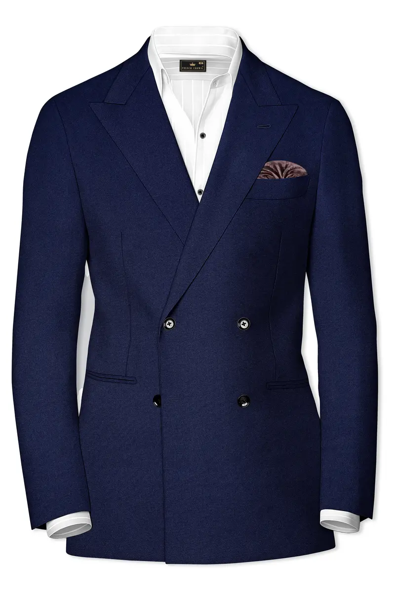 Flyvire-Firefly Blue Wool Rich Double Breasted Stretchable Traveler Suit 10
