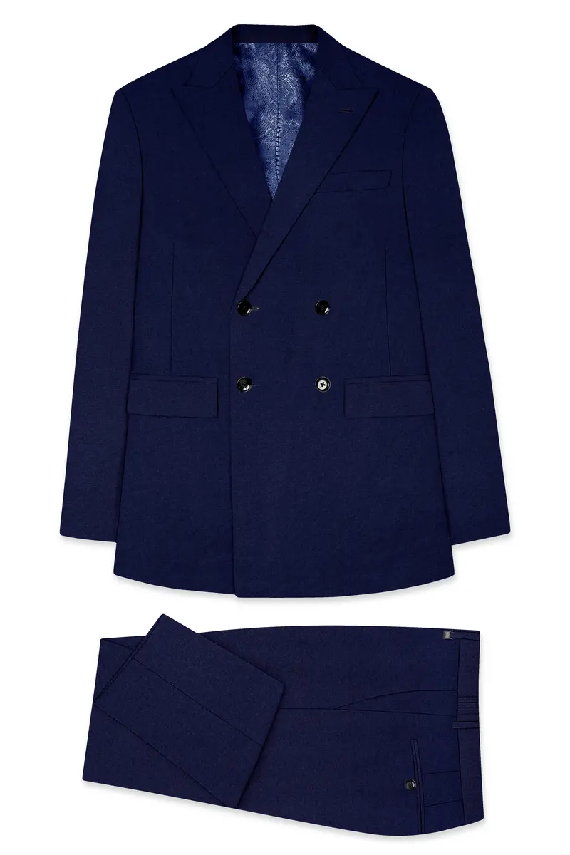 Flyvire-Firefly Blue Wool Rich Double Breasted Stretchable Traveler Suit 11