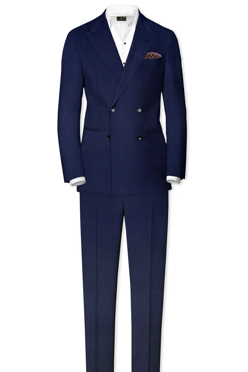 Flyvire-Firefly Blue Wool Rich Double Breasted Stretchable Traveler Suit 4