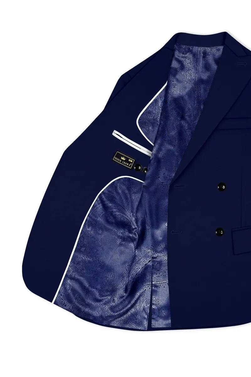 Flyvire-Firefly Blue Wool Rich Double Breasted Stretchable Traveler Suit 5