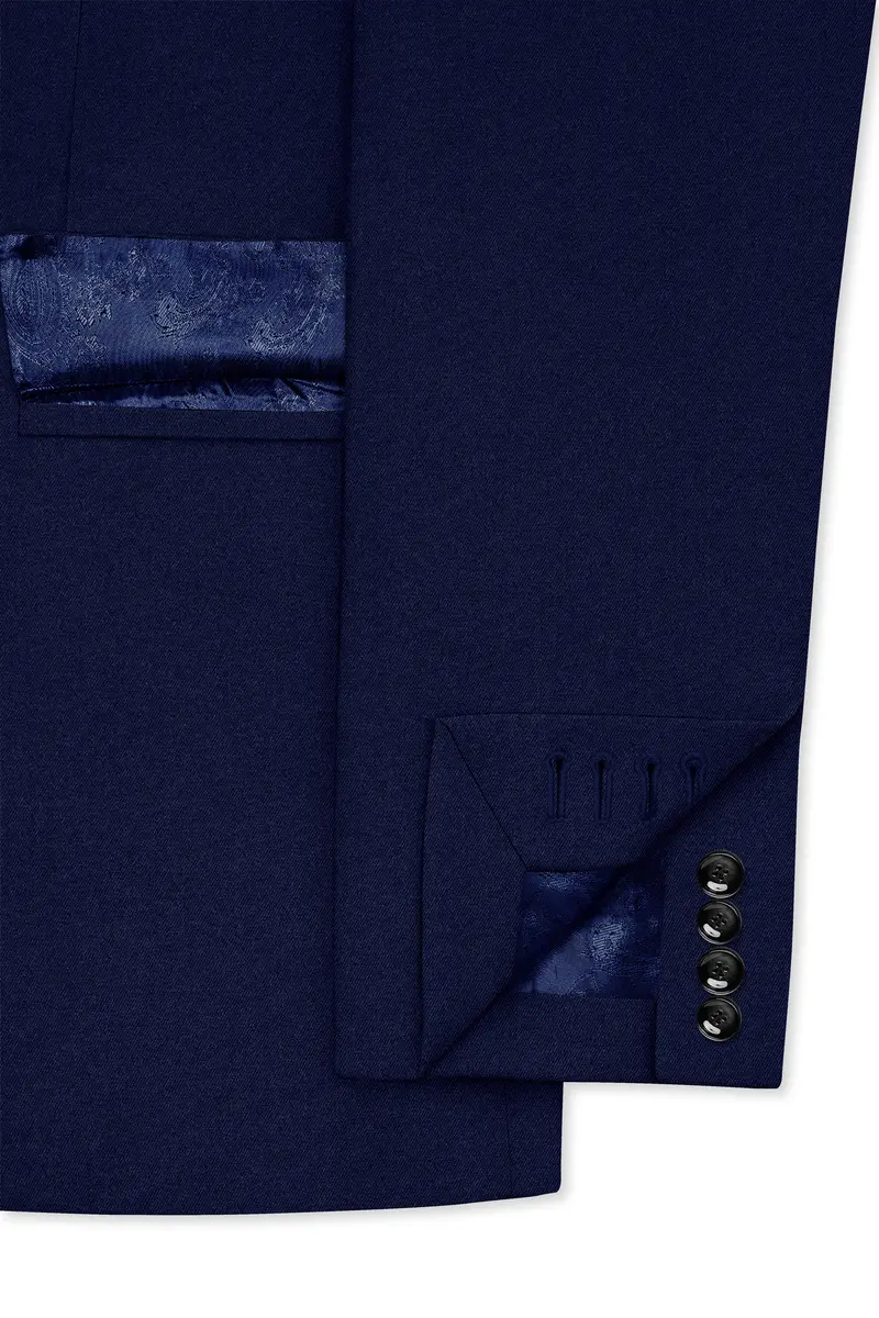 Flyvire-Firefly Blue Wool Rich Double Breasted Stretchable Traveler Suit 7