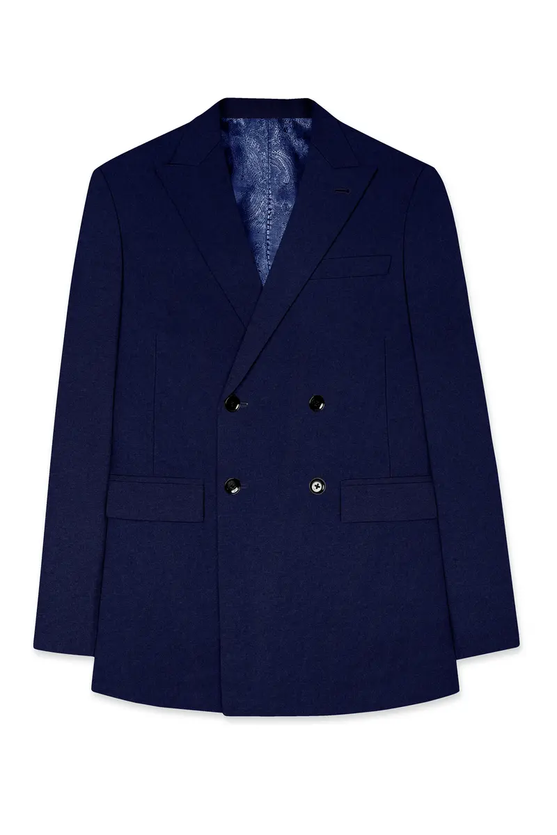 Flyvire-Firefly Blue Wool Rich Double Breasted Stretchable Traveler Suit 8
