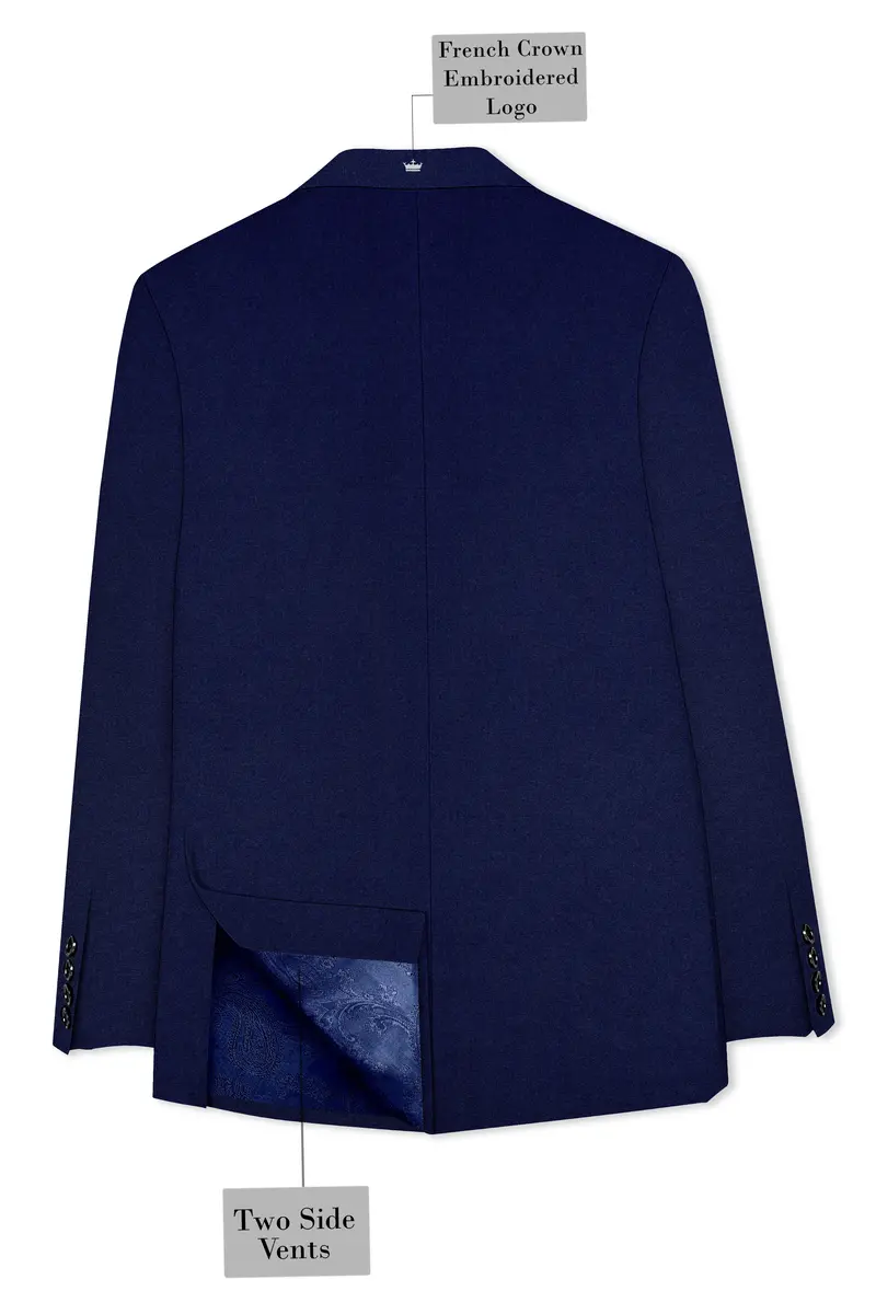 Flyvire-Firefly Blue Wool Rich Double Breasted Stretchable Traveler Suit 9