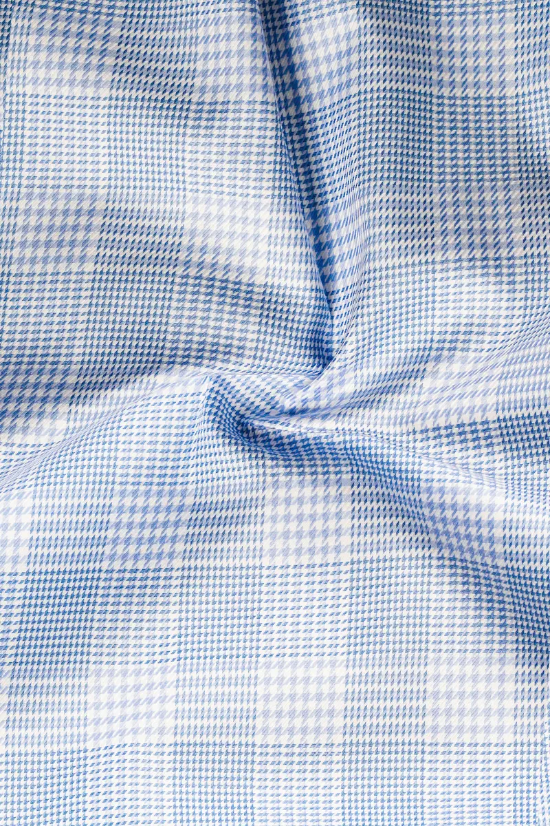 Flyway Blue Plaid Jacquard Textured Premium Cotton Shirt 2