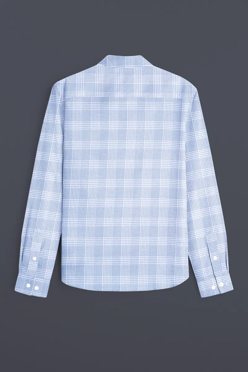 Flyway Blue Plaid Jacquard Textured Premium Cotton Shirt 5
