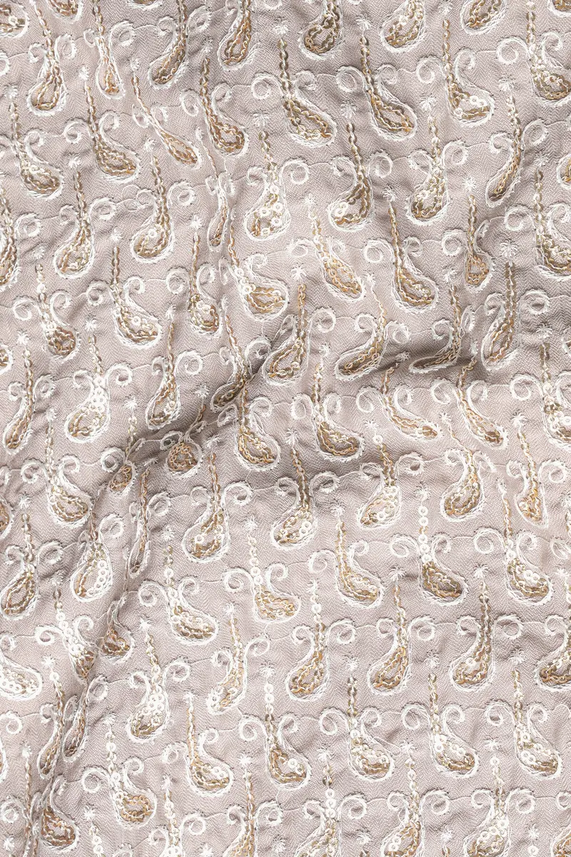 Foggy Brown Paisley Pattern Thread And Sequin Embroidered Designer Viscose Nehru Jacket 3