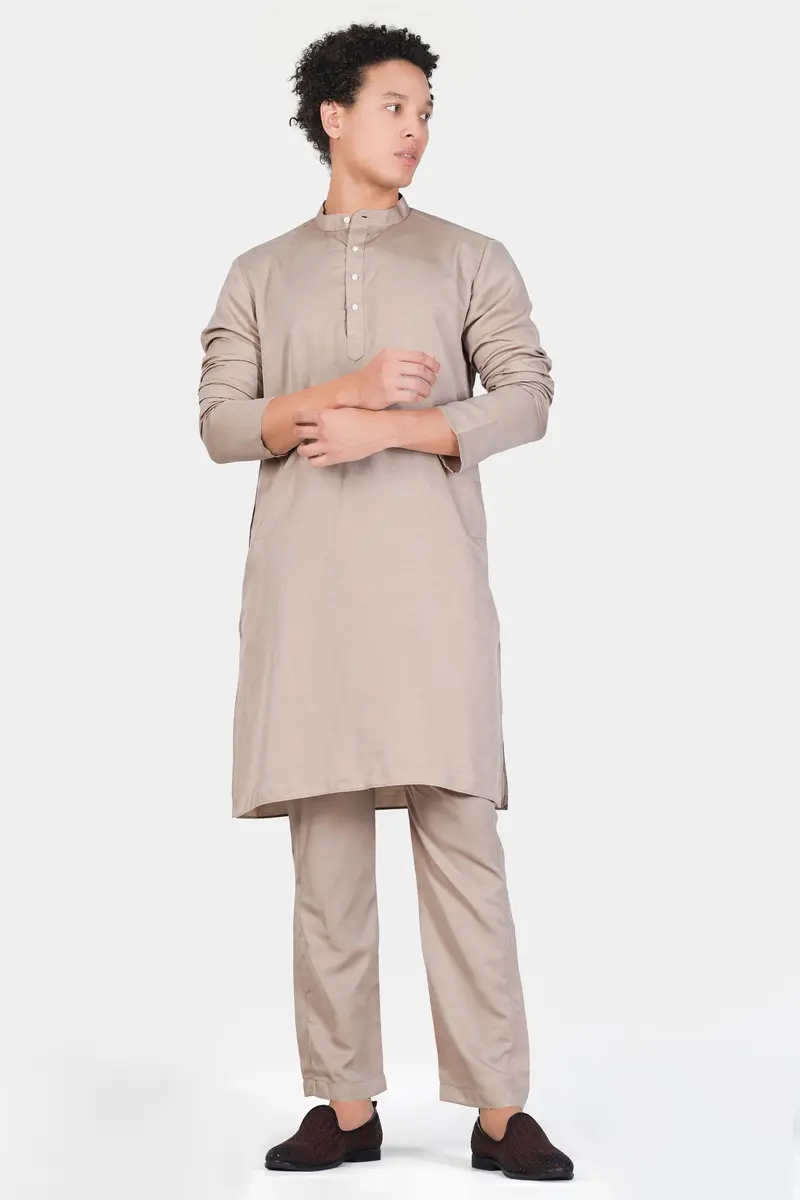 Foggy Brown Subtle Sheen Viscose Kurta Set 2