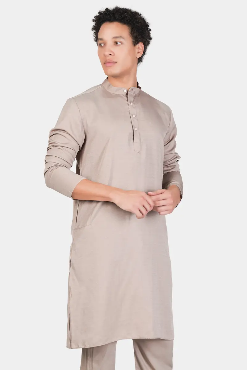 Foggy Brown Subtle Sheen Viscose Kurta Set 5